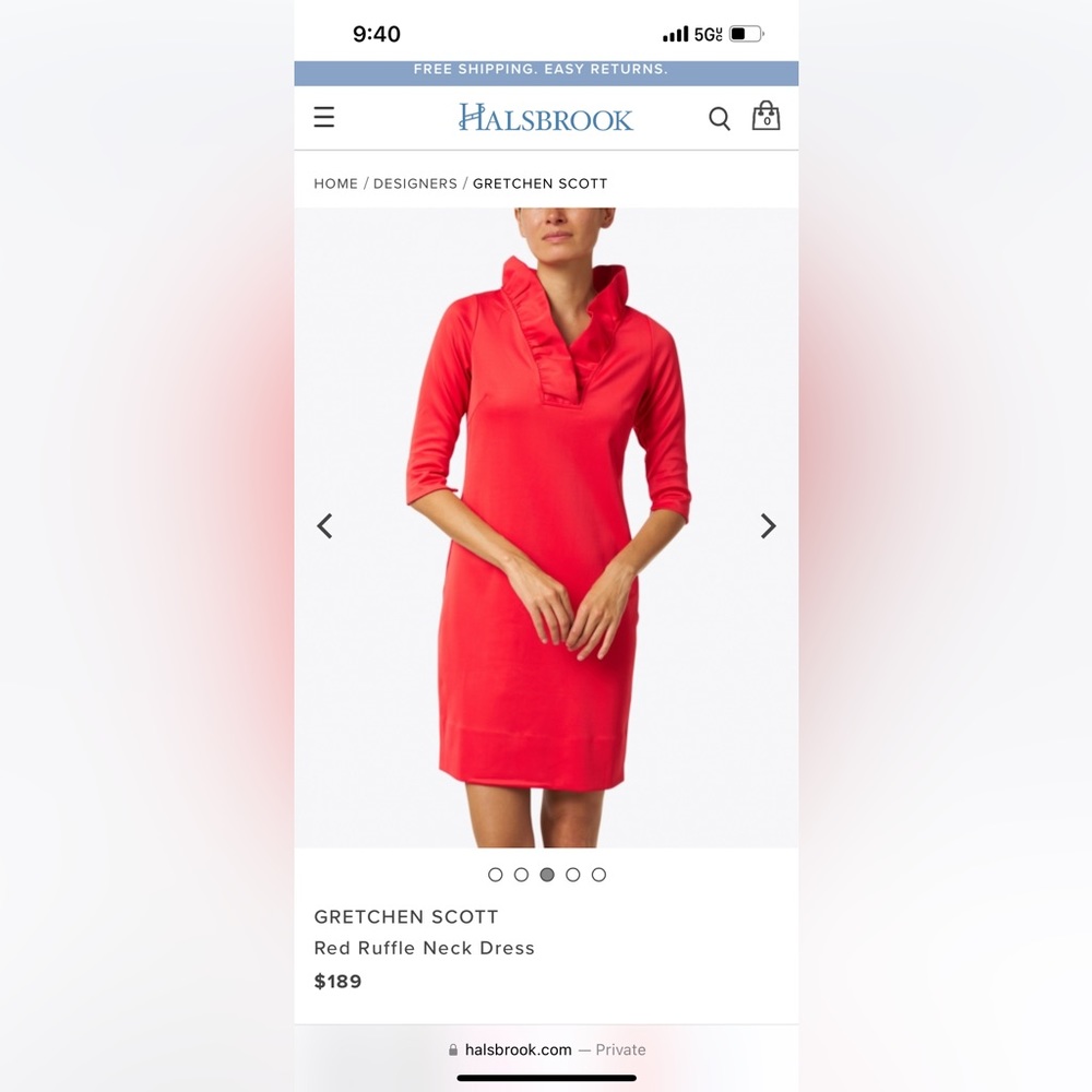 Gretchen Scott Red Ruffle Neck Dress- Sz L